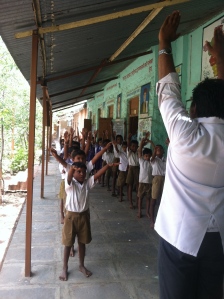 Children learning physiotherapy activities
